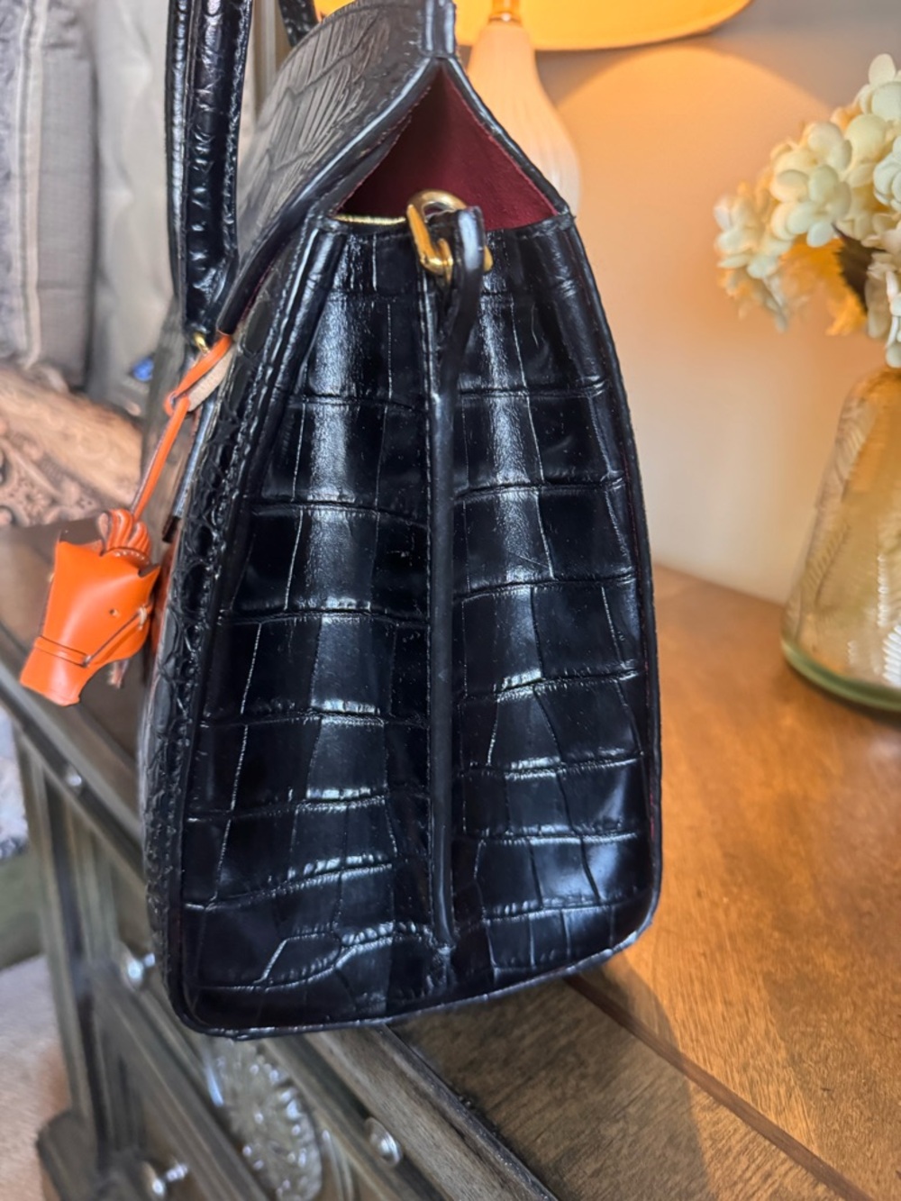 Bally Saphyr Black Croc-Embossed Top Handle bag - Picture 14 of 16